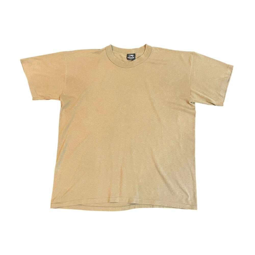 Vintage Rothco Military Brown Blank Tee Shirt Men’s Size XL Made In USA